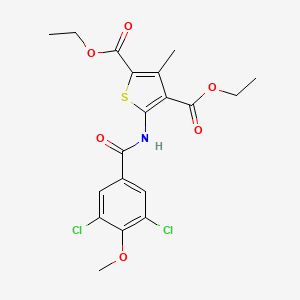 molecular formula C19H19Cl2NO6S B3657244 Diethyl 5-[(3,5-dichloro-4-methoxybenzoyl)amino]-3-methylthiophene-2,4-dicarboxylate 