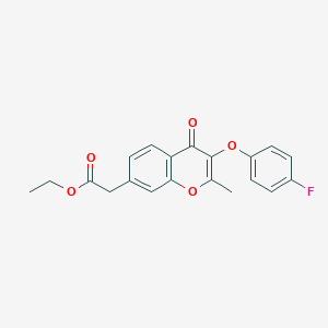 molecular formula C20H17FO5 B3657267 Ethyl 2-[3-(4-fluorophenoxy)-2-methyl-4-oxochromen-7-yl]acetate 
