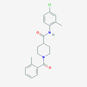 molecular formula C21H23ClN2O2 B3657274 N-(4-chloro-2-methylphenyl)-1-[(2-methylphenyl)carbonyl]piperidine-4-carboxamide 