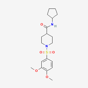 molecular formula C19H28N2O5S B3657367 N-cyclopentyl-1-[(3,4-dimethoxyphenyl)sulfonyl]-4-piperidinecarboxamide 
