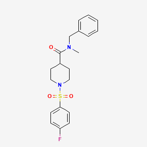 molecular formula C20H23FN2O3S B3657368 N-benzyl-1-[(4-fluorophenyl)sulfonyl]-N-methylpiperidine-4-carboxamide 