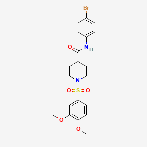 molecular formula C20H23BrN2O5S B3657415 N-(4-bromophenyl)-1-[(3,4-dimethoxyphenyl)sulfonyl]piperidine-4-carboxamide 