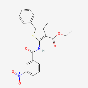molecular formula C21H18N2O5S B3657436 Ethyl 4-methyl-2-[(3-nitrobenzoyl)amino]-5-phenylthiophene-3-carboxylate 