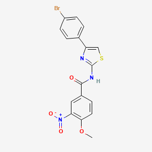 molecular formula C17H12BrN3O4S B3657467 N-[4-(4-bromophenyl)-1,3-thiazol-2-yl]-4-methoxy-3-nitrobenzamide 