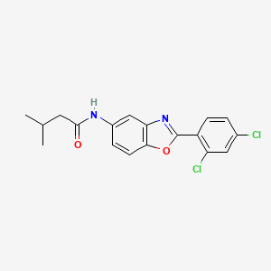 molecular formula C18H16Cl2N2O2 B3657494 N-[2-(2,4-dichlorophenyl)-1,3-benzoxazol-5-yl]-3-methylbutanamide 