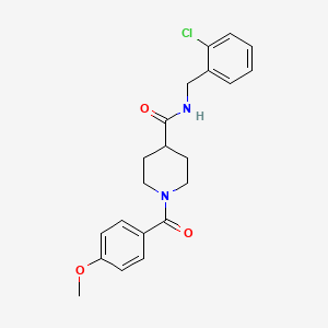 molecular formula C21H23ClN2O3 B3657535 N-(2-chlorobenzyl)-1-[(4-methoxyphenyl)carbonyl]piperidine-4-carboxamide 