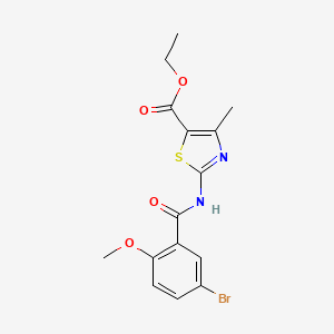 molecular formula C15H15BrN2O4S B3657548 Ethyl 2-{[(5-bromo-2-methoxyphenyl)carbonyl]amino}-4-methyl-1,3-thiazole-5-carboxylate 