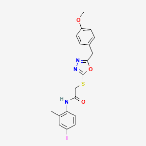 molecular formula C19H18IN3O3S B3657587 N-(4-iodo-2-methylphenyl)-2-{[5-(4-methoxybenzyl)-1,3,4-oxadiazol-2-yl]sulfanyl}acetamide 