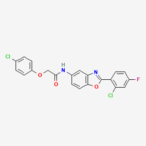 molecular formula C21H13Cl2FN2O3 B3657593 N-[2-(2-chloro-4-fluorophenyl)-1,3-benzoxazol-5-yl]-2-(4-chlorophenoxy)acetamide 