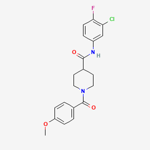 molecular formula C20H20ClFN2O3 B3657600 N-(3-chloro-4-fluorophenyl)-1-(4-methoxybenzoyl)piperidine-4-carboxamide 