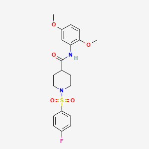 molecular formula C20H23FN2O5S B3657610 N-(2,5-Dimethoxyphenyl)-1-(4-fluorobenzenesulfonyl)piperidine-4-carboxamide 