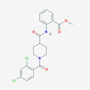 molecular formula C21H20Cl2N2O4 B3657701 methyl 2-({[1-(2,4-dichlorobenzoyl)-4-piperidinyl]carbonyl}amino)benzoate 