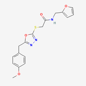 molecular formula C17H17N3O4S B3657726 N-(2-furylmethyl)-2-{[5-(4-methoxybenzyl)-1,3,4-oxadiazol-2-yl]thio}acetamide 