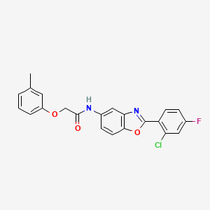 molecular formula C22H16ClFN2O3 B3657745 N-[2-(2-chloro-4-fluorophenyl)-1,3-benzoxazol-5-yl]-2-(3-methylphenoxy)acetamide 