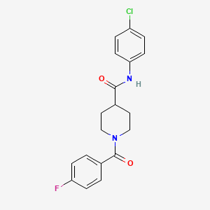 molecular formula C19H18ClFN2O2 B3657765 N-(4-chlorophenyl)-1-[(4-fluorophenyl)carbonyl]piperidine-4-carboxamide 