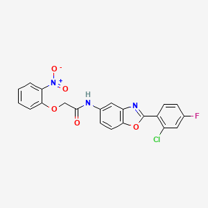 molecular formula C21H13ClFN3O5 B3657817 N-[2-(2-chloro-4-fluorophenyl)-1,3-benzoxazol-5-yl]-2-(2-nitrophenoxy)acetamide 