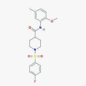 molecular formula C20H23FN2O4S B3657843 1-(4-Fluorobenzenesulfonyl)-N-(2-methoxy-5-methylphenyl)piperidine-4-carboxamide 