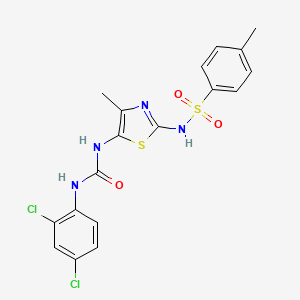 molecular formula C18H16Cl2N4O3S2 B3657845 N-[5-({[(2,4-dichlorophenyl)amino]carbonyl}amino)-4-methyl-1,3-thiazol-2-yl]-4-methylbenzenesulfonamide 