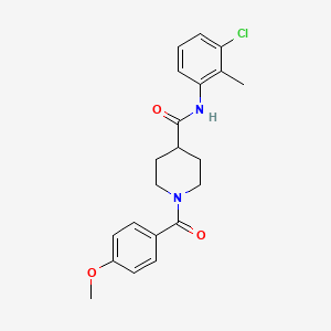 molecular formula C21H23ClN2O3 B3657882 N-(3-chloro-2-methylphenyl)-1-(4-methoxybenzoyl)piperidine-4-carboxamide 
