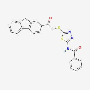 molecular formula C24H17N3O2S2 B3657910 N-[5-[2-(9H-fluoren-2-yl)-2-oxoethyl]sulfanyl-1,3,4-thiadiazol-2-yl]benzamide 