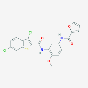 molecular formula C21H14Cl2N2O4S B365805 N-(3-{[(3,6-dichloro-1-benzothien-2-yl)carbonyl]amino}-4-methoxyphenyl)-2-furamide CAS No. 832093-15-9