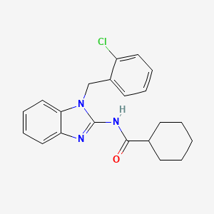 molecular formula C21H22ClN3O B3658062 N-{1-[(2-CHLOROPHENYL)METHYL]-1H-1,3-BENZODIAZOL-2-YL}CYCLOHEXANECARBOXAMIDE 