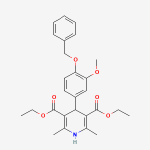 molecular formula C27H31NO6 B3658136 diethyl 4-[4-(benzyloxy)-3-methoxyphenyl]-2,6-dimethyl-1,4-dihydro-3,5-pyridinedicarboxylate 