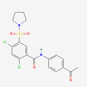 molecular formula C19H18Cl2N2O4S B3658146 N-(4-acetylphenyl)-2,4-dichloro-5-pyrrolidin-1-ylsulfonylbenzamide 