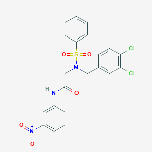 molecular formula C21H17Cl2N3O5S B3658175 N~2~-(3,4-dichlorobenzyl)-N-(3-nitrophenyl)-N~2~-(phenylsulfonyl)glycinamide 