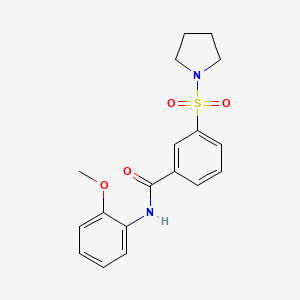 molecular formula C18H20N2O4S B3658189 N-(2-methoxyphenyl)-3-(1-pyrrolidinylsulfonyl)benzamide 