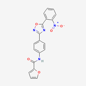 molecular formula C19H12N4O5 B3658215 N-{4-[5-(2-nitrophenyl)-1,2,4-oxadiazol-3-yl]phenyl}-2-furamide 