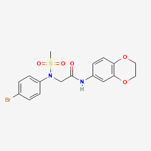 molecular formula C17H17BrN2O5S B3658221 N~2~-(4-bromophenyl)-N~1~-(2,3-dihydro-1,4-benzodioxin-6-yl)-N~2~-(methylsulfonyl)glycinamide 