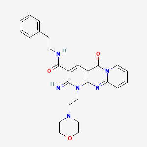 molecular formula C26H28N6O3 B3658256 6-imino-7-(2-morpholin-4-ylethyl)-2-oxo-N-(2-phenylethyl)-1,7,9-triazatricyclo[8.4.0.03,8]tetradeca-3(8),4,9,11,13-pentaene-5-carboxamide 