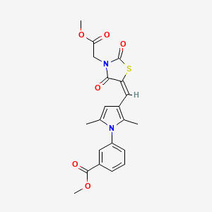 molecular formula C21H20N2O6S B3658300 methyl 3-[3-[(E)-[3-(2-methoxy-2-oxoethyl)-2,4-dioxo-1,3-thiazolidin-5-ylidene]methyl]-2,5-dimethylpyrrol-1-yl]benzoate 
