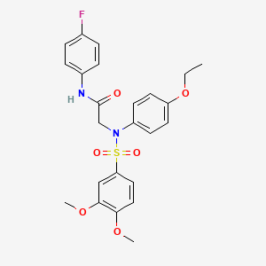 molecular formula C24H25FN2O6S B3658309 N~2~-[(3,4-dimethoxyphenyl)sulfonyl]-N~2~-(4-ethoxyphenyl)-N-(4-fluorophenyl)glycinamide 
