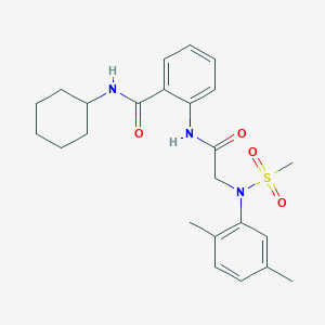 molecular formula C24H31N3O4S B3658326 N-cyclohexyl-2-{[N-(2,5-dimethylphenyl)-N-(methylsulfonyl)glycyl]amino}benzamide 
