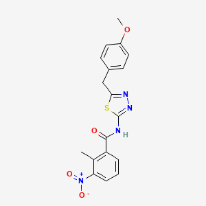molecular formula C18H16N4O4S B3658346 N-[5-(4-methoxybenzyl)-1,3,4-thiadiazol-2-yl]-2-methyl-3-nitrobenzamide 