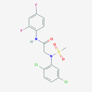 molecular formula C15H12Cl2F2N2O3S B3658361 N~2~-(2,5-dichlorophenyl)-N~1~-(2,4-difluorophenyl)-N~2~-(methylsulfonyl)glycinamide 