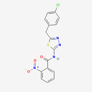 molecular formula C16H11ClN4O3S B3658371 N-[5-(4-chlorobenzyl)-1,3,4-thiadiazol-2-yl]-2-nitrobenzamide 