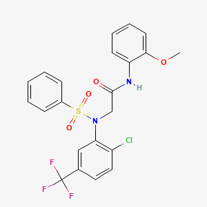 molecular formula C22H18ClF3N2O4S B3658374 N~2~-[2-chloro-5-(trifluoromethyl)phenyl]-N~1~-(2-methoxyphenyl)-N~2~-(phenylsulfonyl)glycinamide 
