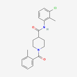 molecular formula C21H23ClN2O2 B3658471 N-(3-chloro-2-methylphenyl)-1-[(2-methylphenyl)carbonyl]piperidine-4-carboxamide 