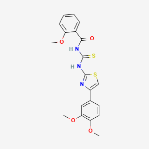 molecular formula C20H19N3O4S2 B3658493 N-{[4-(3,4-dimethoxyphenyl)-1,3-thiazol-2-yl]carbamothioyl}-2-methoxybenzamide 