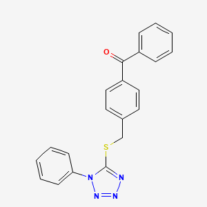 molecular formula C21H16N4OS B3658547 PHENYL(4-{[(1-PHENYL-1H-1,2,3,4-TETRAAZOL-5-YL)SULFANYL]METHYL}PHENYL)METHANONE 