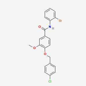 molecular formula C21H17BrClNO3 B3658564 N-(2-bromophenyl)-4-[(4-chlorobenzyl)oxy]-3-methoxybenzamide 