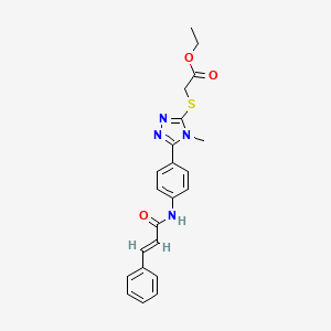 molecular formula C22H22N4O3S B3658642 ethyl {[4-methyl-5-(4-{[(2E)-3-phenylprop-2-enoyl]amino}phenyl)-4H-1,2,4-triazol-3-yl]sulfanyl}acetate 