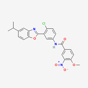 molecular formula C24H20ClN3O5 B3658689 N-[4-chloro-3-(5-propan-2-yl-1,3-benzoxazol-2-yl)phenyl]-4-methoxy-3-nitrobenzamide 