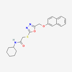 molecular formula C21H23N3O3S B3658741 N-cyclohexyl-2-[[5-(naphthalen-2-yloxymethyl)-1,3,4-oxadiazol-2-yl]sulfanyl]acetamide 