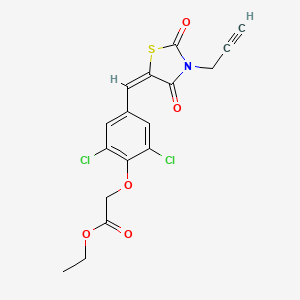 molecular formula C17H13Cl2NO5S B3658786 ethyl (2,6-dichloro-4-{(E)-[2,4-dioxo-3-(prop-2-yn-1-yl)-1,3-thiazolidin-5-ylidene]methyl}phenoxy)acetate 