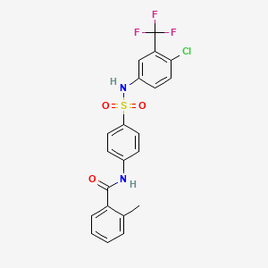 molecular formula C21H16ClF3N2O3S B3658832 N-(4-{[4-chloro-3-(trifluoromethyl)phenyl]sulfamoyl}phenyl)-2-methylbenzamide 