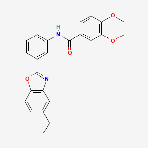 molecular formula C25H22N2O4 B3658844 N-{3-[5-(propan-2-yl)-1,3-benzoxazol-2-yl]phenyl}-2,3-dihydro-1,4-benzodioxine-6-carboxamide 